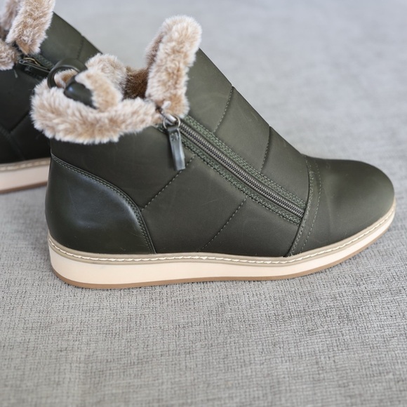 White Mountain Taurus Olive Faux Fur Zip Booties Size 11M NWOB Winter Ready Cozy - Picture 2 of 11